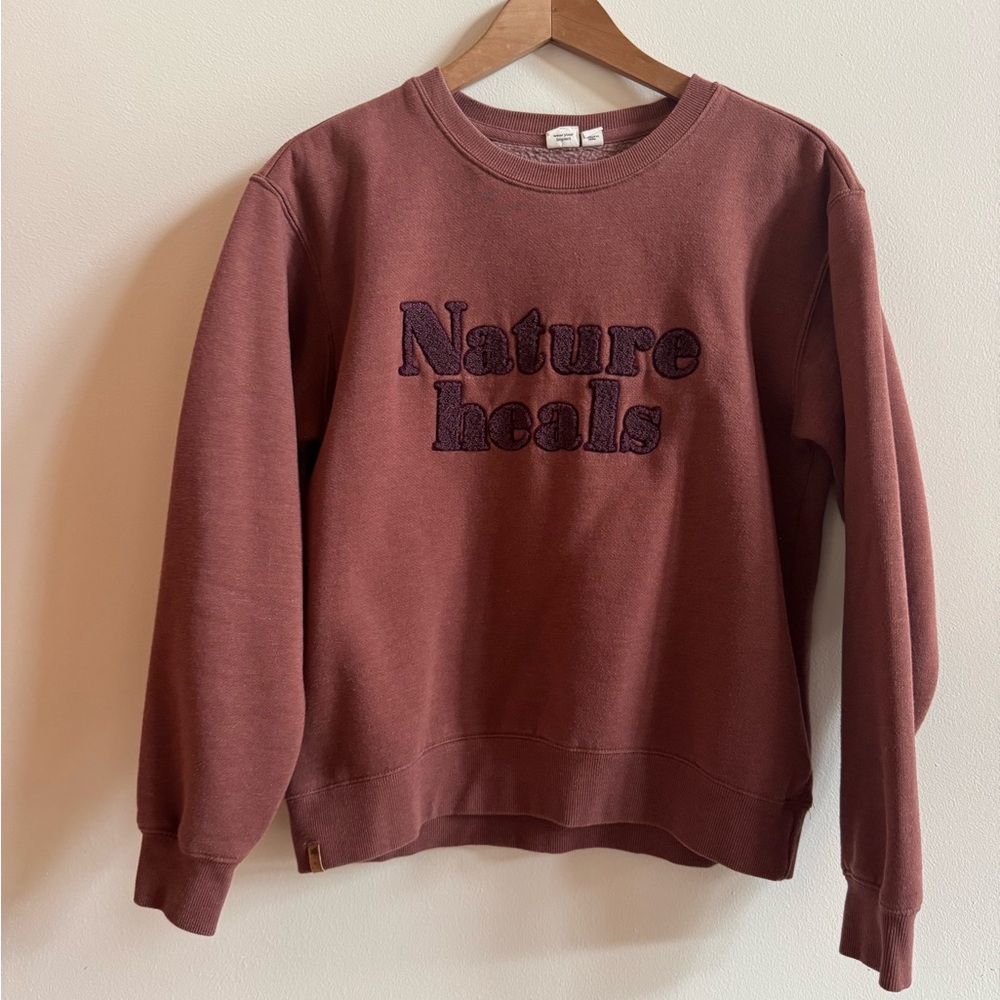 tentree Brown Crew Neck Sweater with Ribbed Cuffs